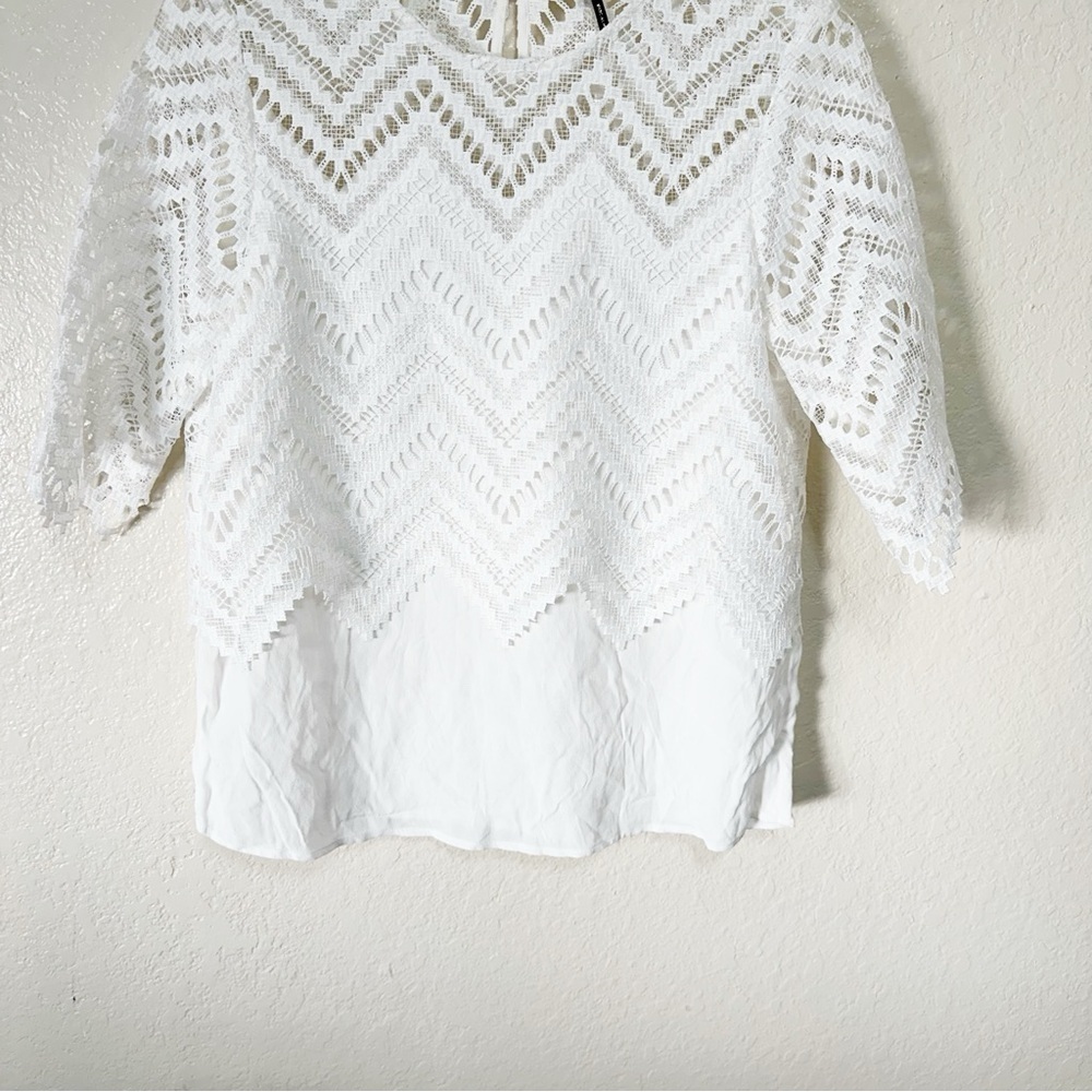 Maje Elegant White Lace Top size 2 M - Picture 5 of 10